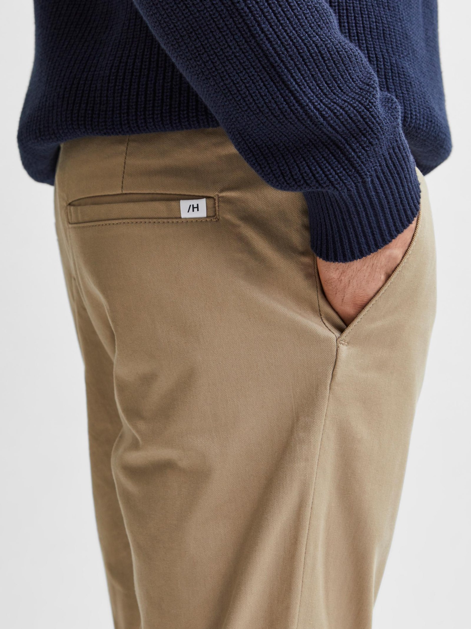 Buckley - Pants Slim 175 Chino Pauls Menswear Homme Selected Chinchilla Flex