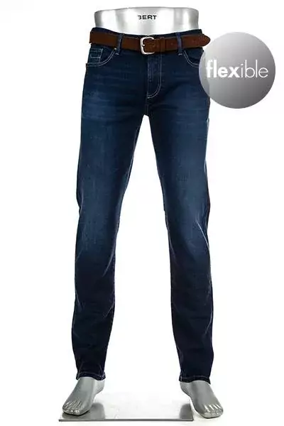 Alberto Dynamic Pipe Regular Fit Jean Navy - Pauls Menswear