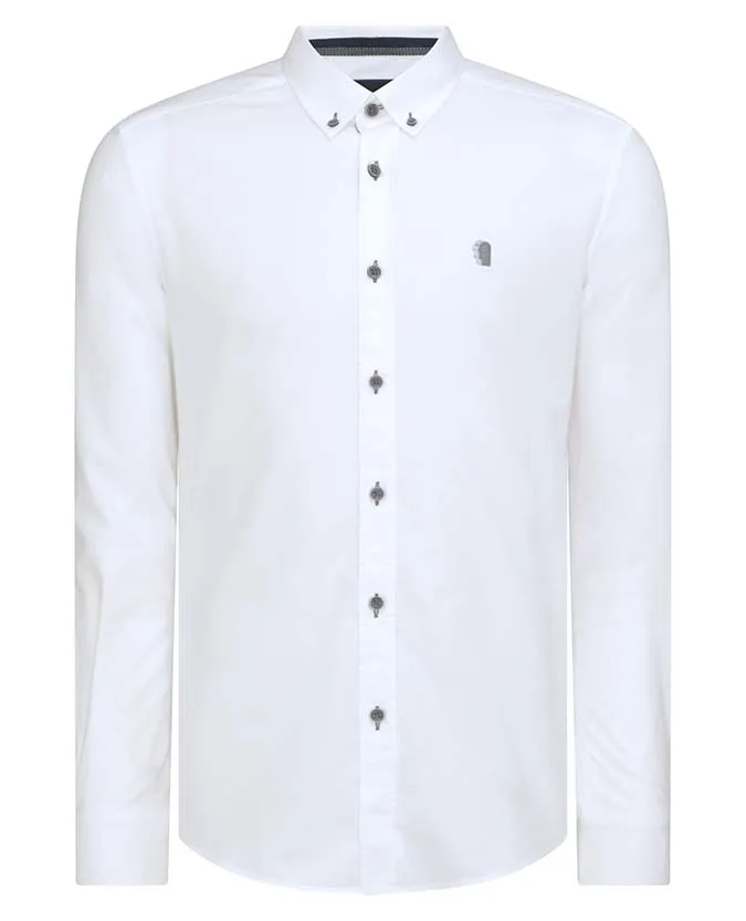 Remus Uomo Slim Fit Oxford Shirt White - Pauls Menswear